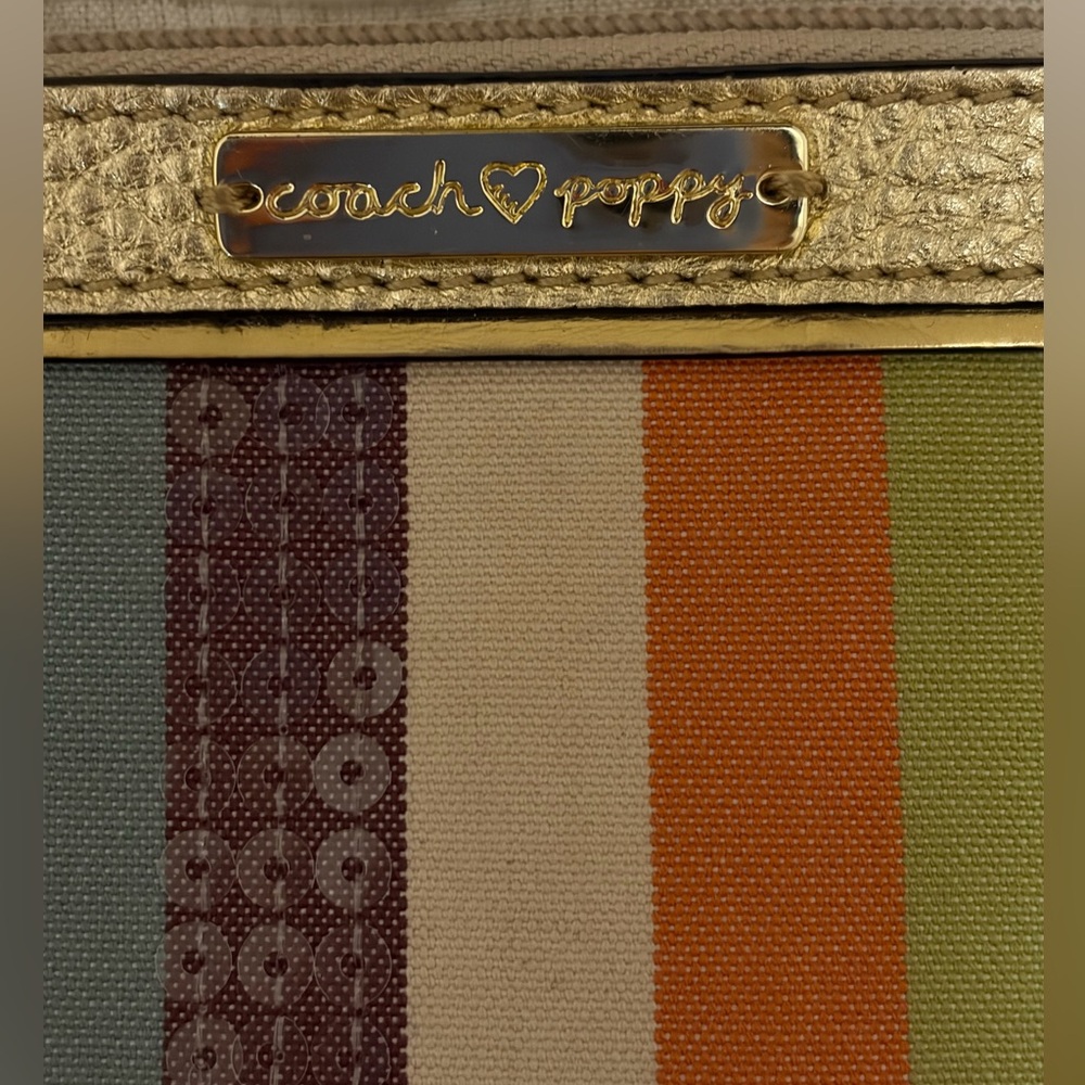 Coach Poppy Stripe Wallet Chain